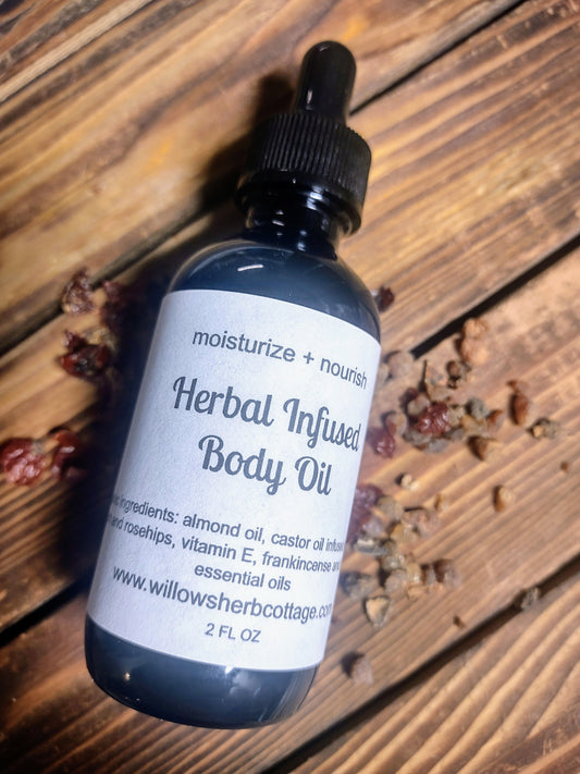 Herbal Infused Body Oil - All Purpose Body Moisturizer, Nourishing, Lymphatic Health