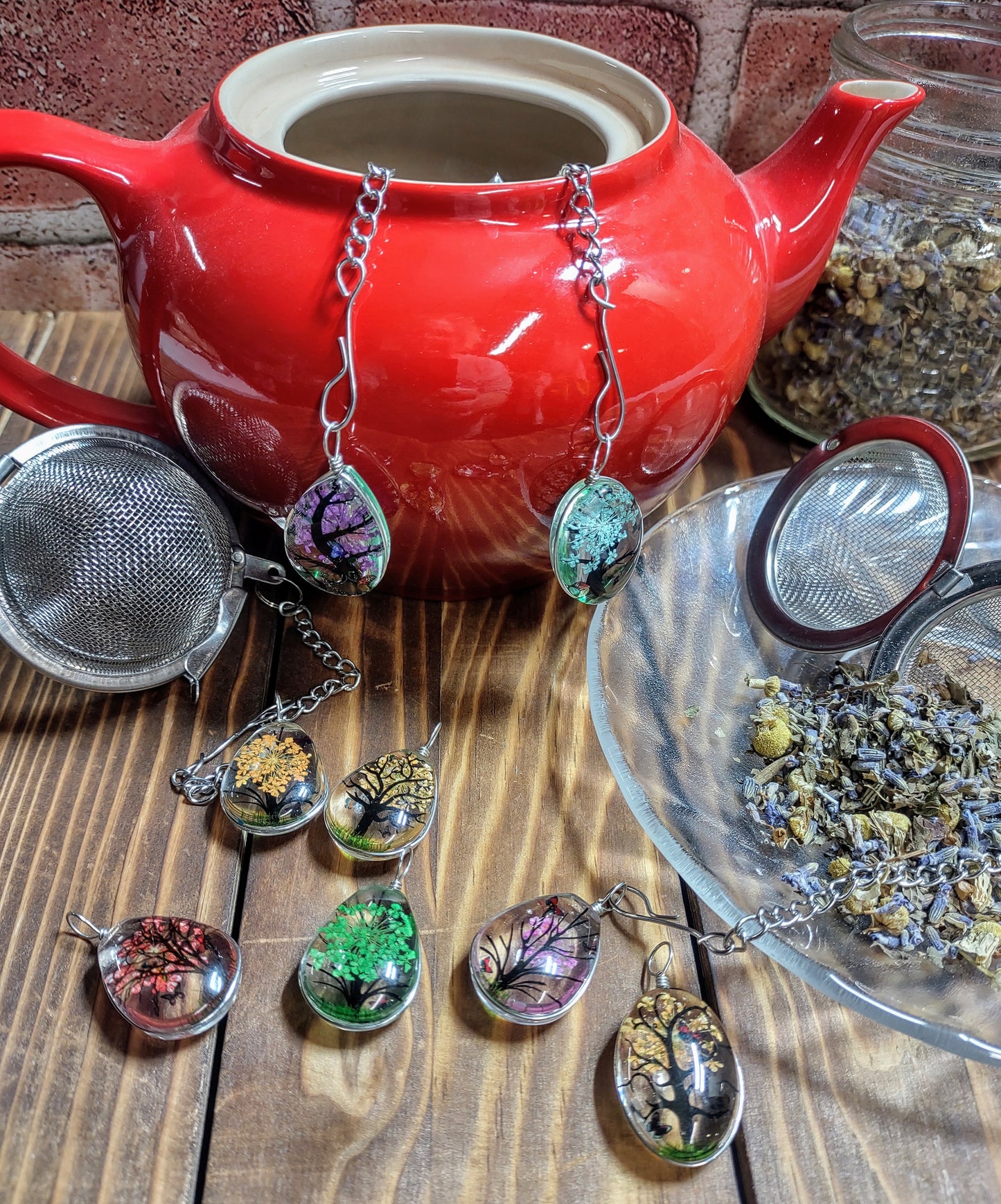 NEW! Dried flower pendant tea infuser